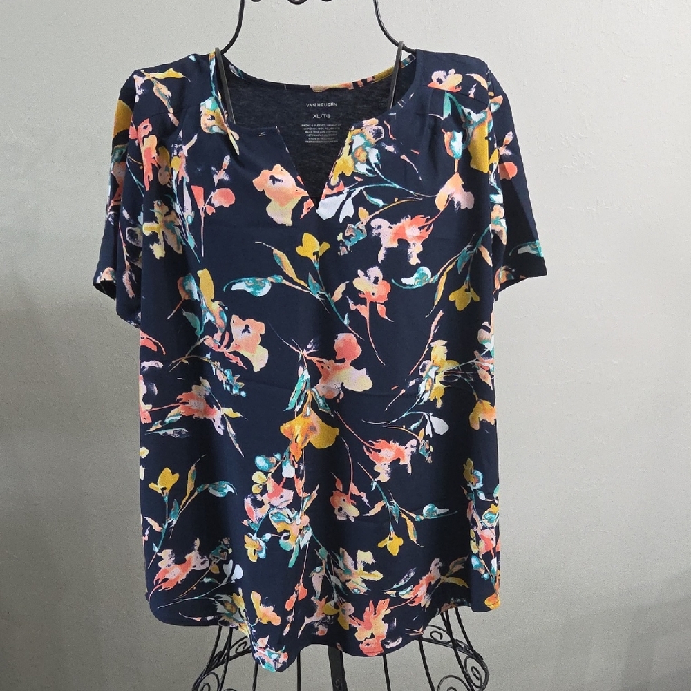 Van Heusen Navy Floral Short Sleeve Tee